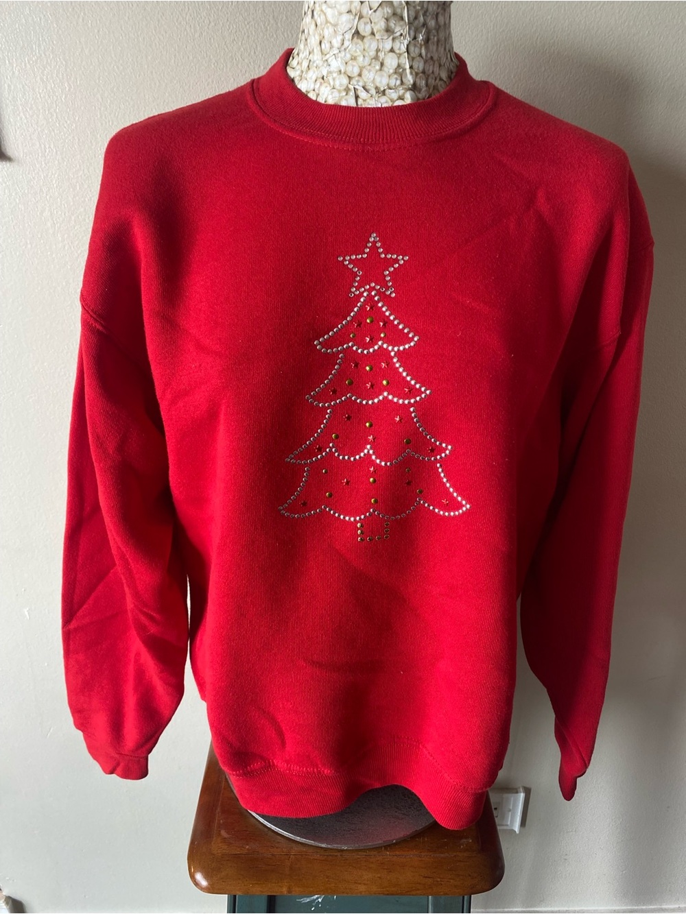Y2K Red Rhinestone Christmas Tree Sweatshirt - Picture 3 of 4